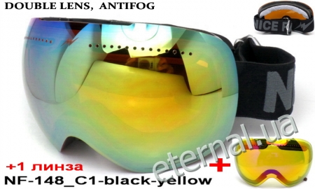 лыжные очки NF-148 C1 black-yellow +1 линза